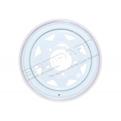 WHITE 8 SPOKE STEEL WHEEL 7X16