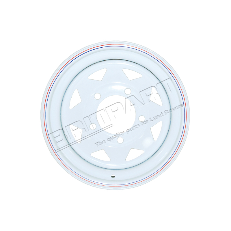 WHITE 8 SPOKE STEEL WHEEL 7X16