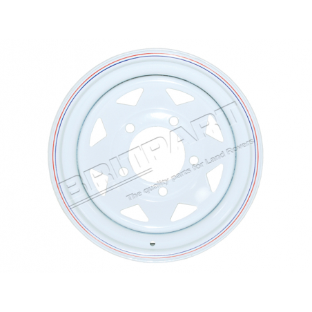 WHITE 8 SPOKE STEEL WHEEL 7X16